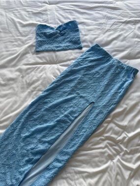 BNWT MooLooLa Blue Bandeau Top and Maxi Skirt with slit Set Two Piece set
